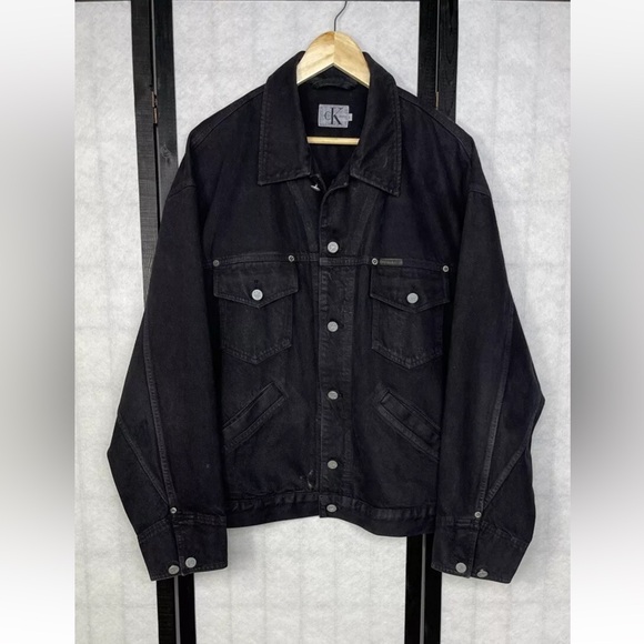 Vintage Calvin Klein DenimBiker Jacket Made In USA . Size: L